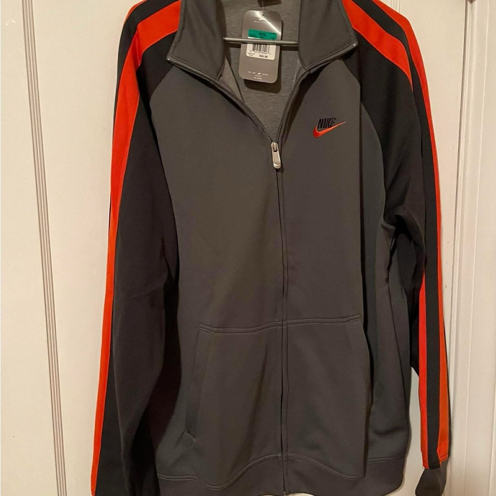 Nike Men’s Gray & Orange Full-Zip Track Jacket